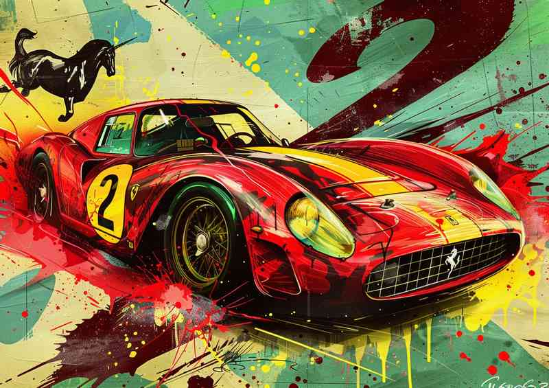 Graffiti style Ferrari Le Mans race car