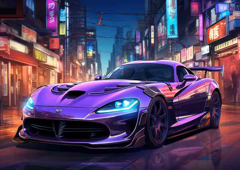 Neon purple cyber punk style street car