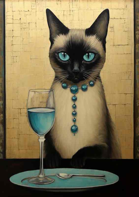 Vino Vignettes Sophisticated Cats with Wine Glasses