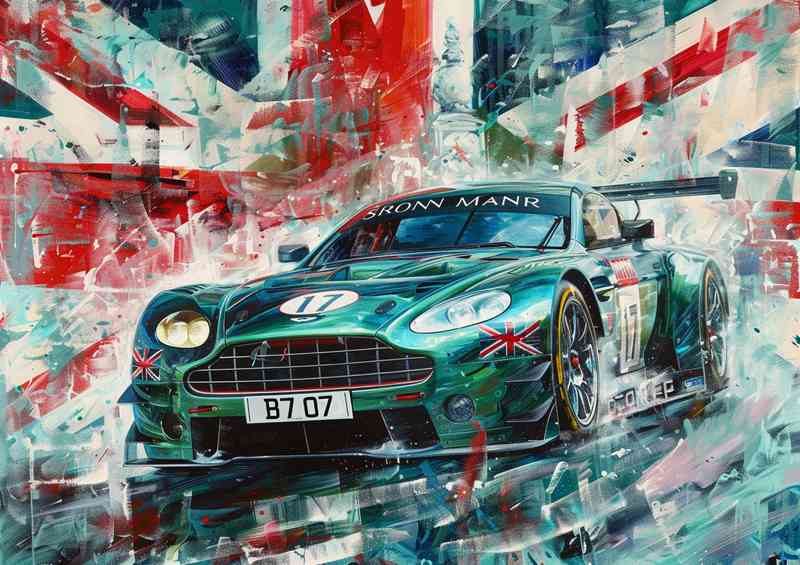 Painted style Aston Martin with uk flag