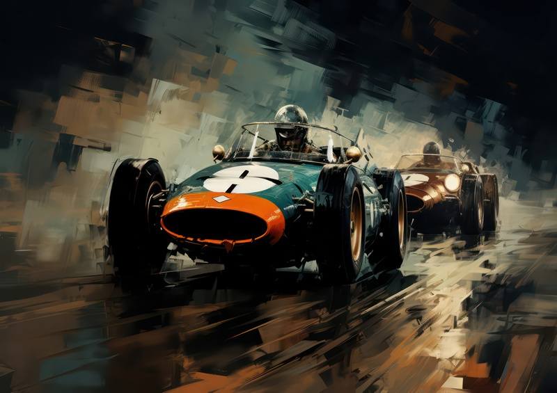 Painted style old school racing cars racing