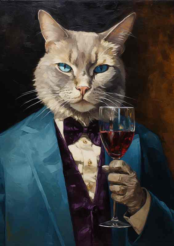 Wine And Whiskers Cat Art Classy Touch