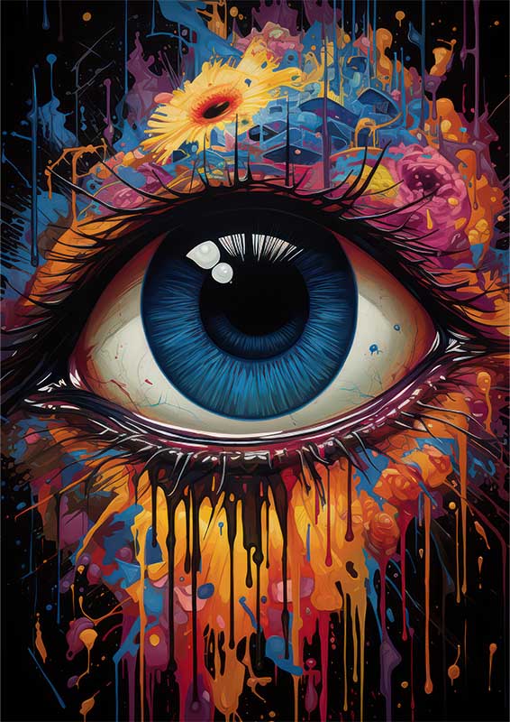 Whimsical Color Explosion the eye of the face on the