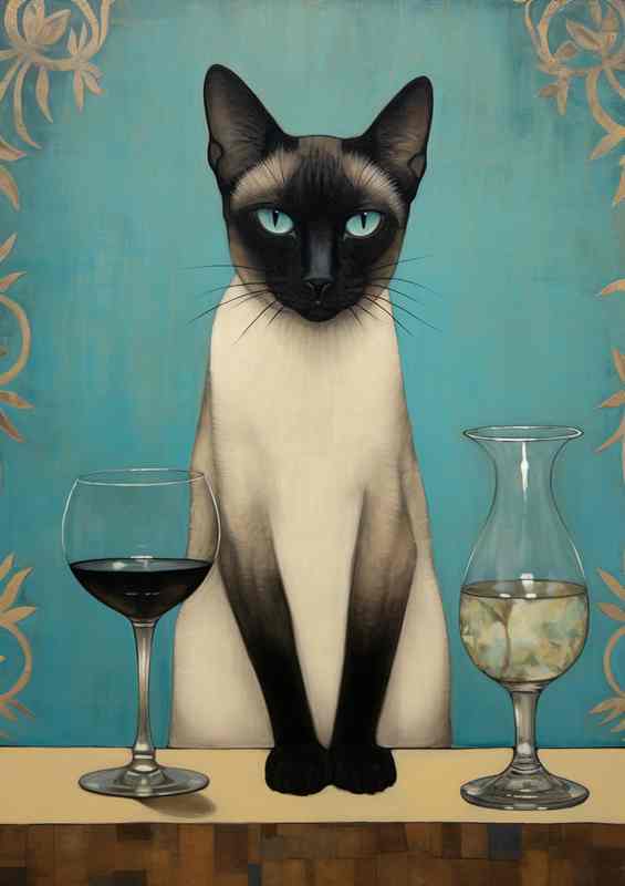 Wine Enthusiast Whiskers Art for Feline Lovers