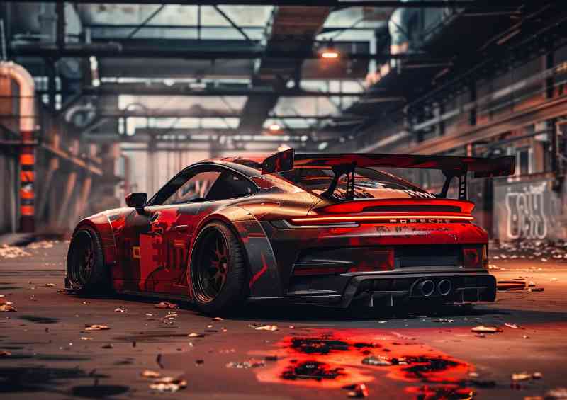 Porsche RUNT sitting in an industrial setting