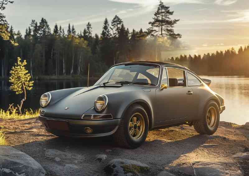 Porsche classic car wide body with black rims