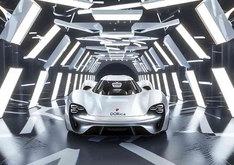 Porsche style concept car with bright lights