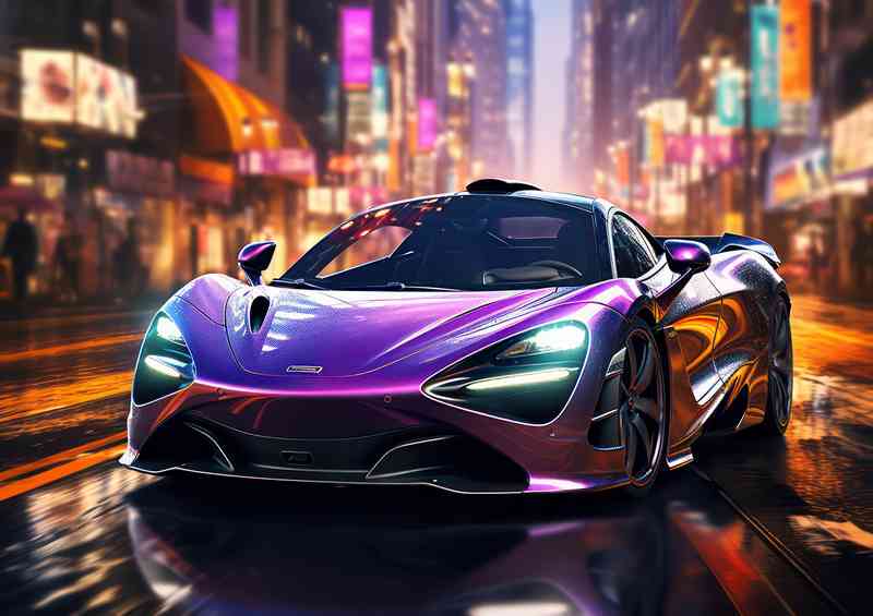 Purple super sports car with neon style colours