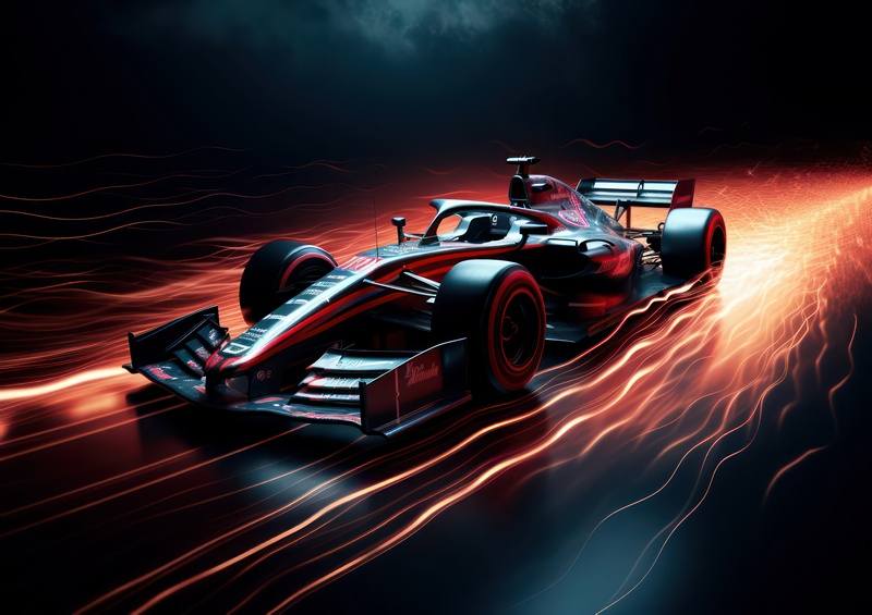 Racing car traverling through time