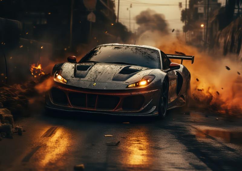 Racing through the burning streets