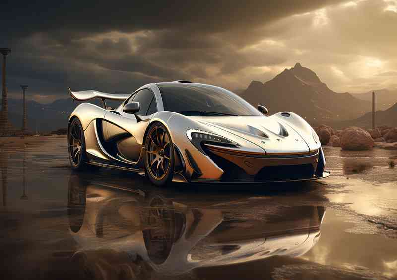 Silver Mclaren p1 sports car racing