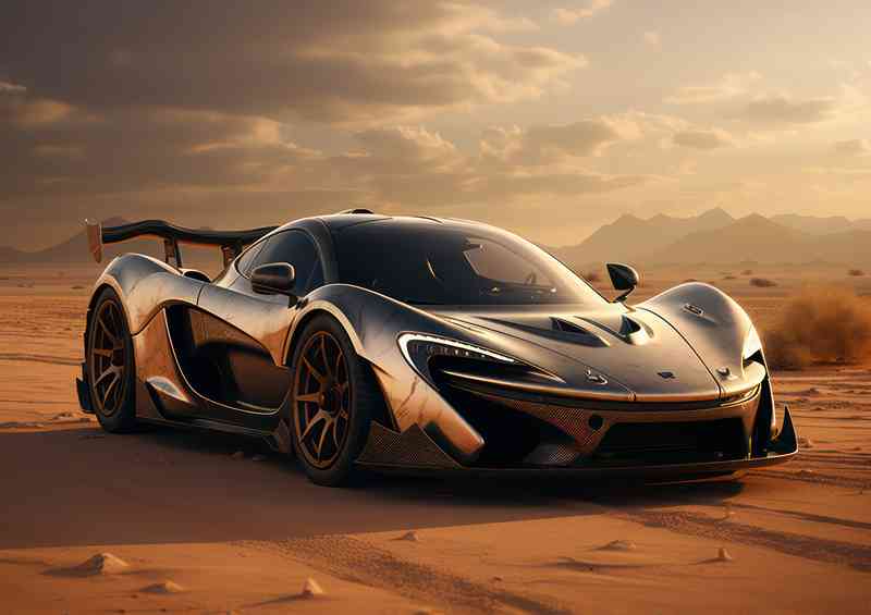 Silver style sports car in the desert