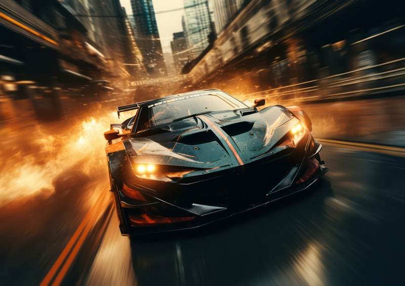 Super car driving at speed