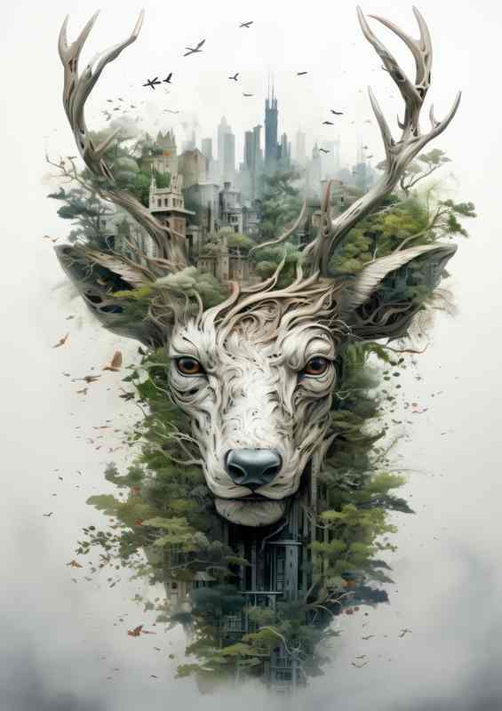 Dreamlike Duality A Stags Head