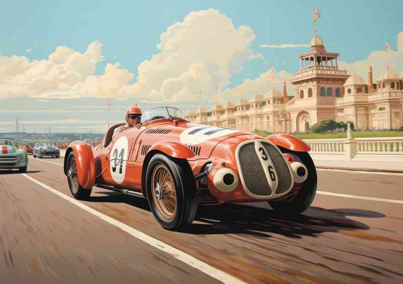 Vintage race car on a race track classic balance