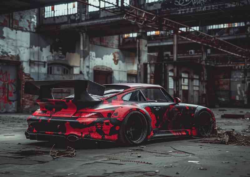Widebody Porsche R with black and red camo