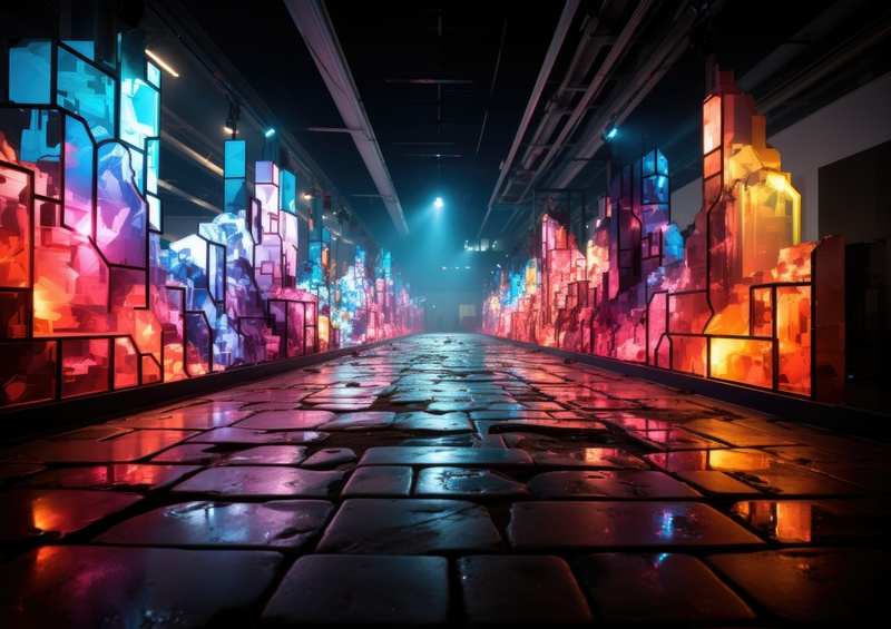 Neon colours of a mininal city street