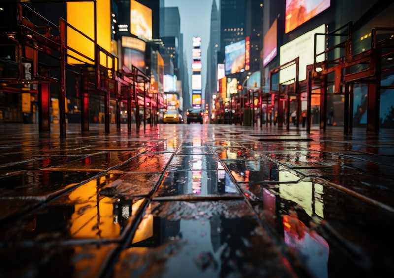 Times Square street in the rain