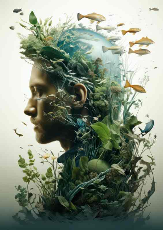 Elegant Wilderness of a mans head anf the forest