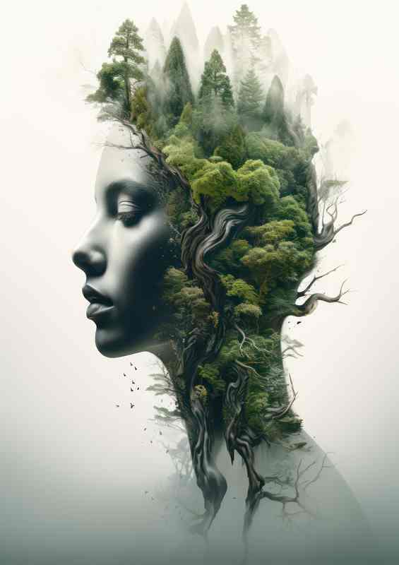 Enchanting Double Vision of the Forest and a woman