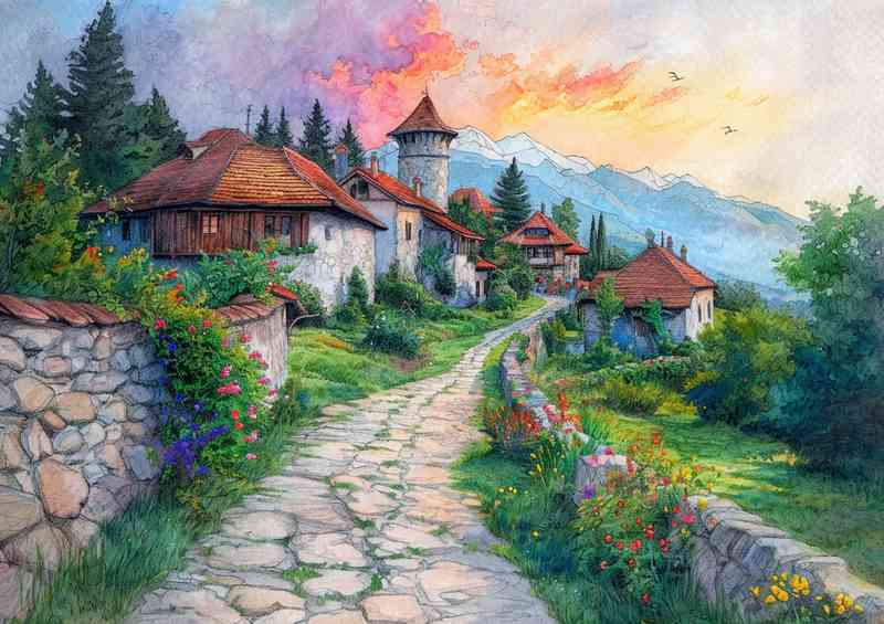 Art Nouveau painting village in Romania