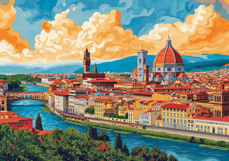 Beautiful painting style of Florance the city