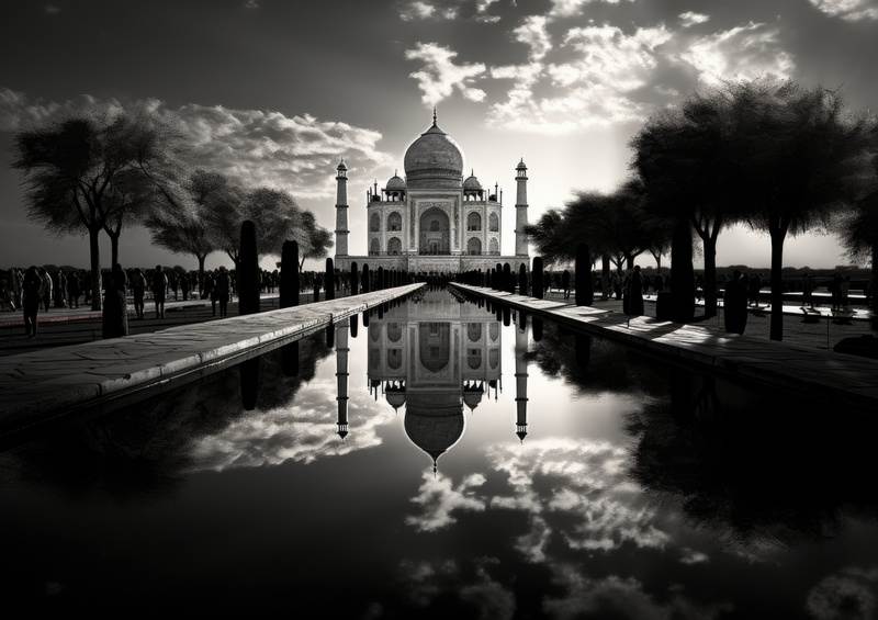 Black and white Taj Mahal