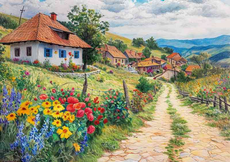 Evening in Romaina a little farmhouse road