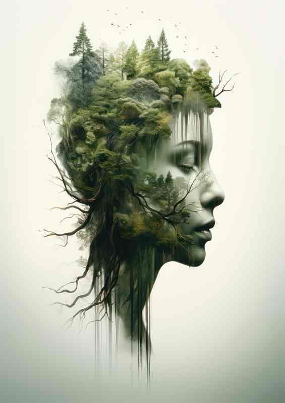 Ethereal Beauty Graceful Double Exposure Forest