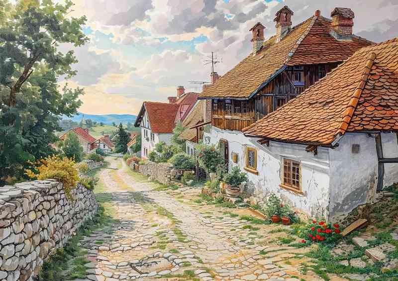 Painting of a Village in Romaina