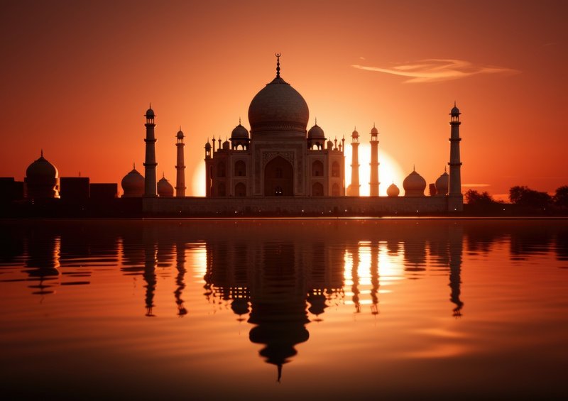 Taj Mahal at dusk evening