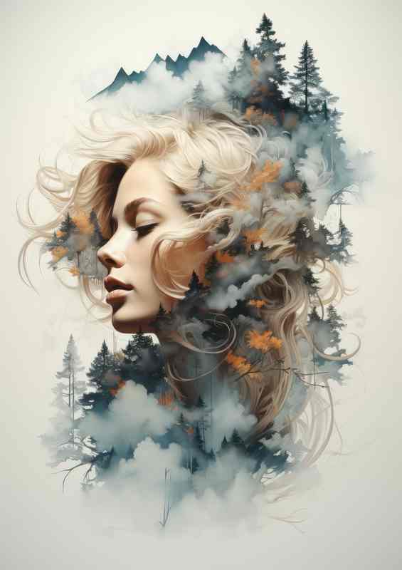 Gorgeous Double Exposure Wilderness Scene