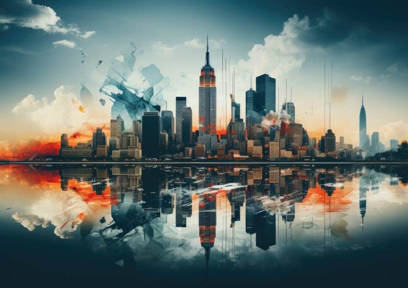 Empire state urban skyline