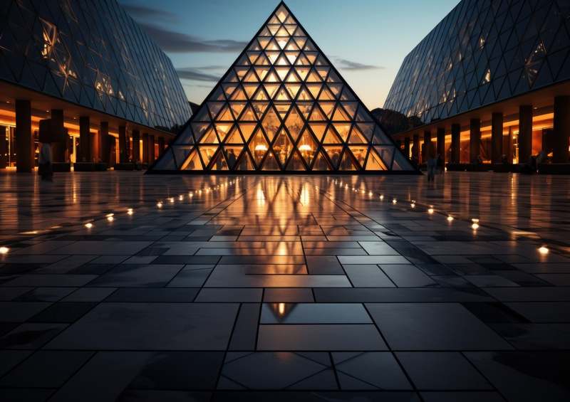 Louvre Museum at dusk