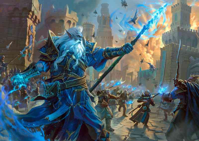 Blue Wizard in the style of world