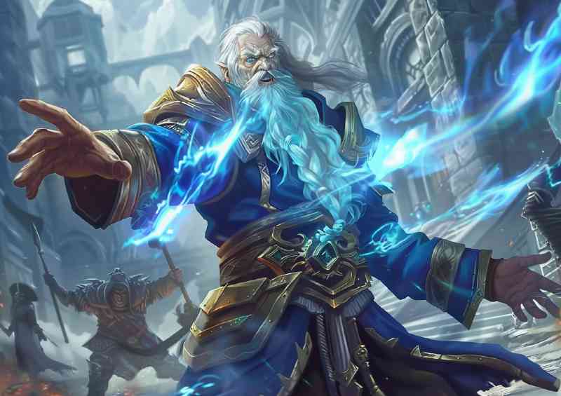 Blue Wizard with white beard