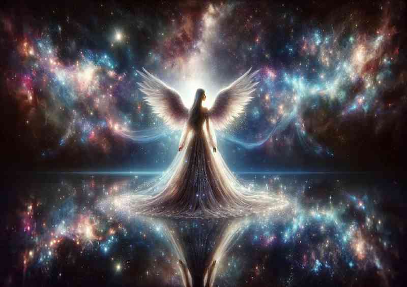 Celestial angel her gown cascading like a waterfall of stars