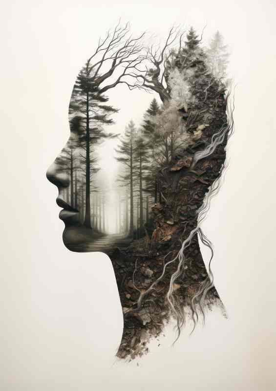 Natures Duality Double Exposure Head