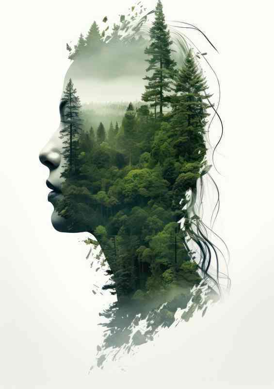 Natures Narrative Double Exposure Womans Head