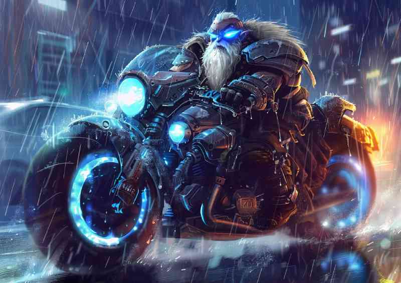 Gnome riding his motorcycle
