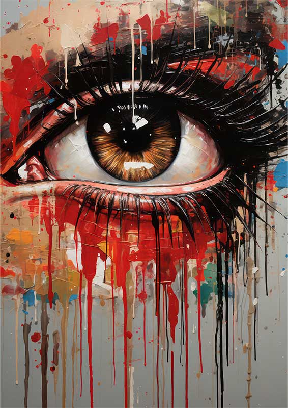 Whimsical Emotion Parade womans eye with dripping
