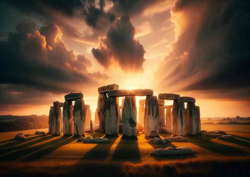 Stonehenge Wiltshire Ancient Mystery Sunset Glow