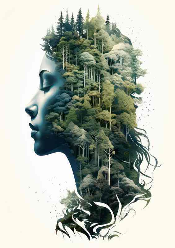 Stunning Forest Double Vision and a ladys head