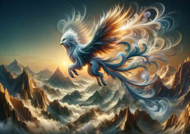 Majestic Griffin composed of swirling wind and cloud