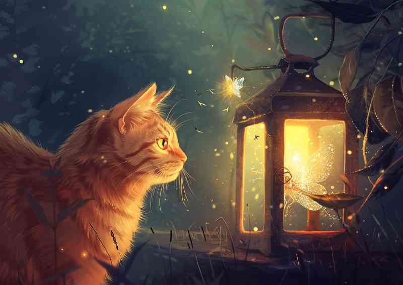 Orange Cat is looking at an ethereal fairy inside