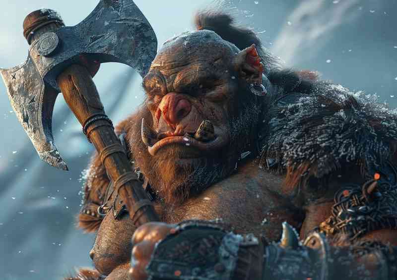 Orc holding his axe in battle