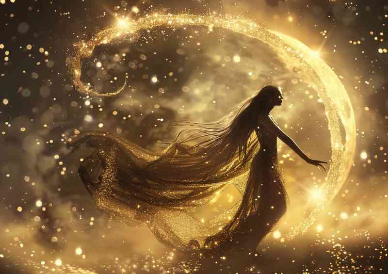 Stargazing female fantasy stars moon fairy