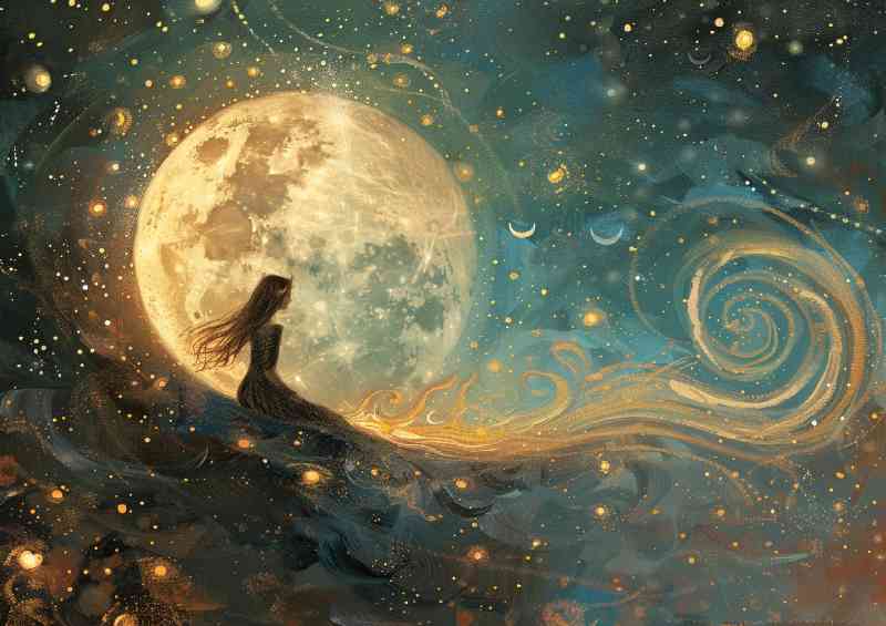 Stargazing female fantasy stars moon fairy stargazing