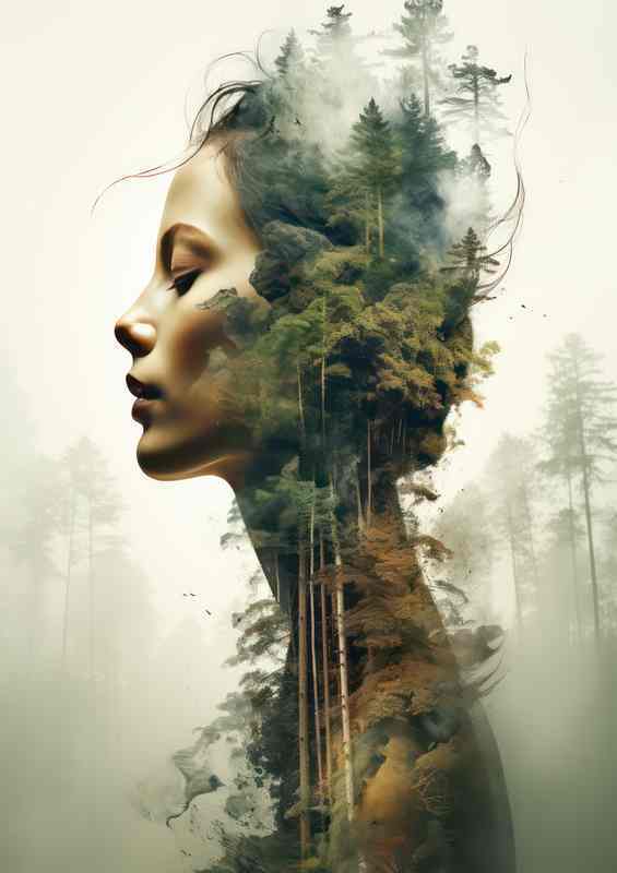 Wilderness Woman Dual Imagery of Forestscapes