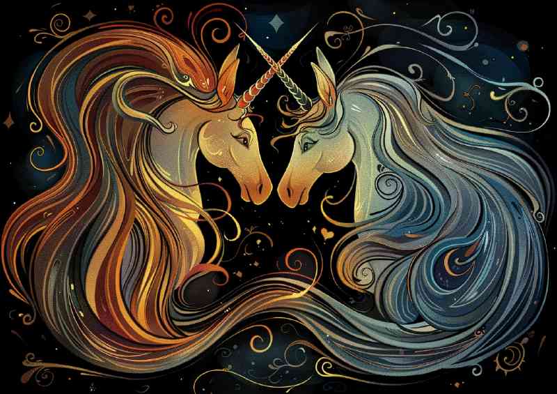 Two Unicorns with long manes Great colours